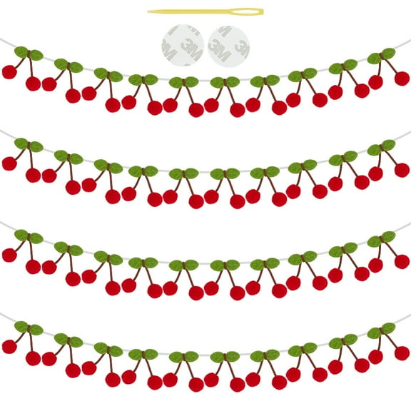 1 Set 4 Sets Wool Felt Ball Cherry Garland for Party Festivals Home Decorations FireBrick 63x45x16mm