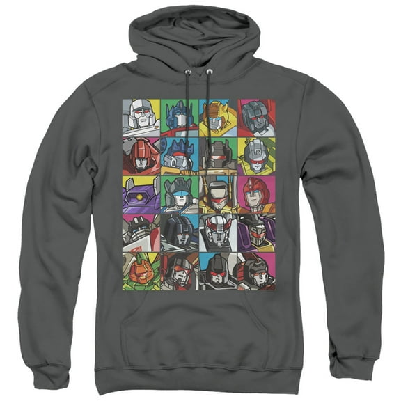 Transformers Transformer Squares Adult Pullover Hoodie Sweatshirt Charcoal