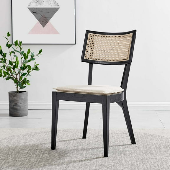 Modway Caledonia Wood Dining Chair in Black Beige