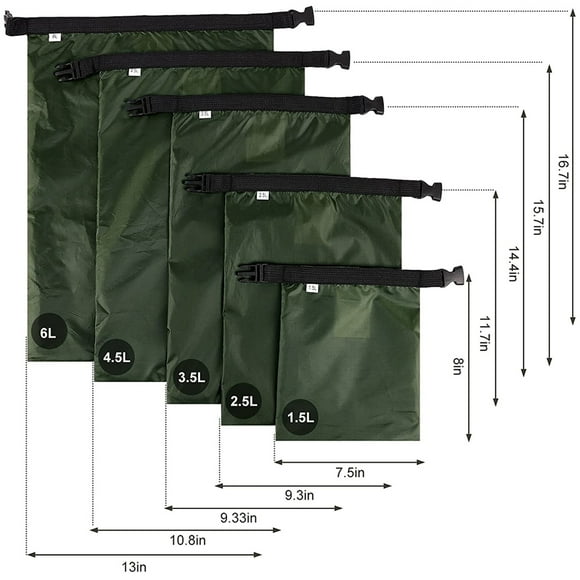 Pack of 5 Waterproof Dry Bag Canoeing Pack Storage Kayaking Drifting Rafting Canoeing Pack Foldable Portable Trekking Swimming Travel Sack Sky Blue