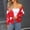Red, variant on Women's Autumn/Winter V-Neck Sweater: Heart Patterns, Ribbed Cuffs & Button Decor, Oversized Cozy Fit