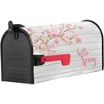 thumbnail image 2 of Magnetic Mailbox Cover, Hello Spring Pink Romantic Peach Blossom Wood Grain Mailbox Wraps Post Box Cover Garden Yard Outdoor Decor Standard Size 18x21 Inch, 2 of 6