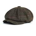 thumbnail image 2 of Men’s Newsboy Cap Herringbone Wool Plaid Pattern Octagonal Cap Classic Vintage Adjustable Casual Hat, 2 of 8