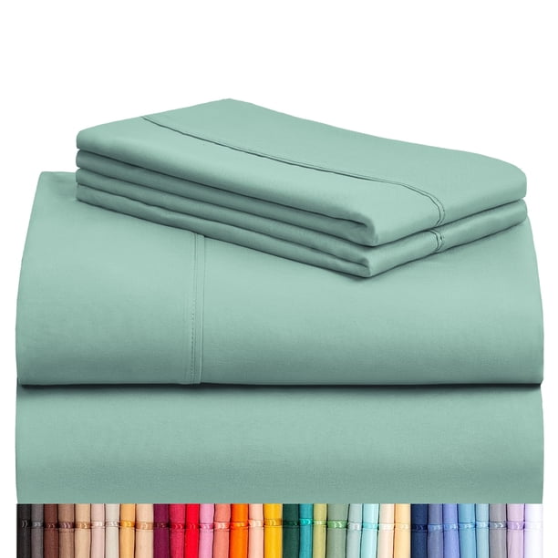 Luxclub Sábanas De 3 Piezas Con Bolsillos Profundos, Sábanas Bajeras Ajustables Para Niños, Lavables A Máquina, Ropa De Cama De Hotel, Suave Y Sedosa, Color Verde Azulado Claro, Individual