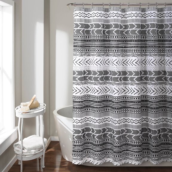 Lush Decor Hygge Geo Polyester Shower Curtain, 72x72