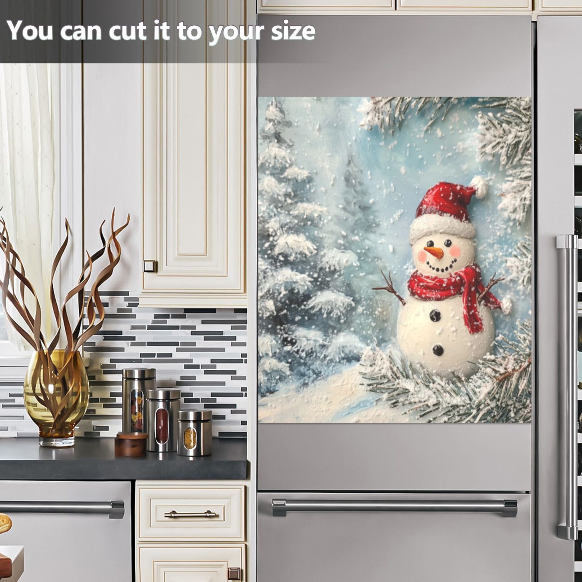 Dishwasher Magnetic Sticker 23x26 Inch Refrigerator Magnetic Sticker Washing Machine Magnetic Sticker Kitchen Panel Magnetic Sticker Home Decor Christmas Snow Man