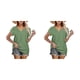 thumbnail image 3 of sweethay Camiseta de algodón de manga corta para mujer Blusa de encaje de color sólido Beach Vacation Club Top Ropa de verano Verde claro M Verde claro METRO 2Conjunto, 3 of 6