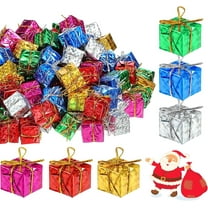 Gift Box Christmas Ornaments 24 Pieces Mini Wrapped Present Boxes Miniature Foil Ornaments Decoration Boxes,Christmas Decorations,Christmas Shiny Mini Boxes Ornaments 1.2 Inches
