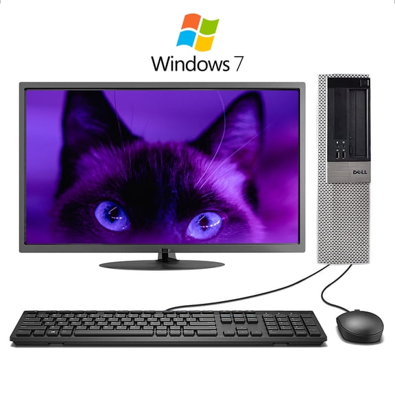 Restored Dell Desktop Computer SFF Windows 7 Intel Core i3 Processor 16GB RAM 240SSD HD DVD Wi-fi with a 19" LCD Keyboard and Mouse (Refurbished)
