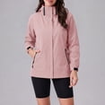 thumbnail image 2 of Windbreaker Jacket for Women Detachable Hooded Windproof and Waterproof Jacket with Pockets Solid Color Hooded Zip Up Casual Lightweight Hiking Travel Jackets, 2 of 6