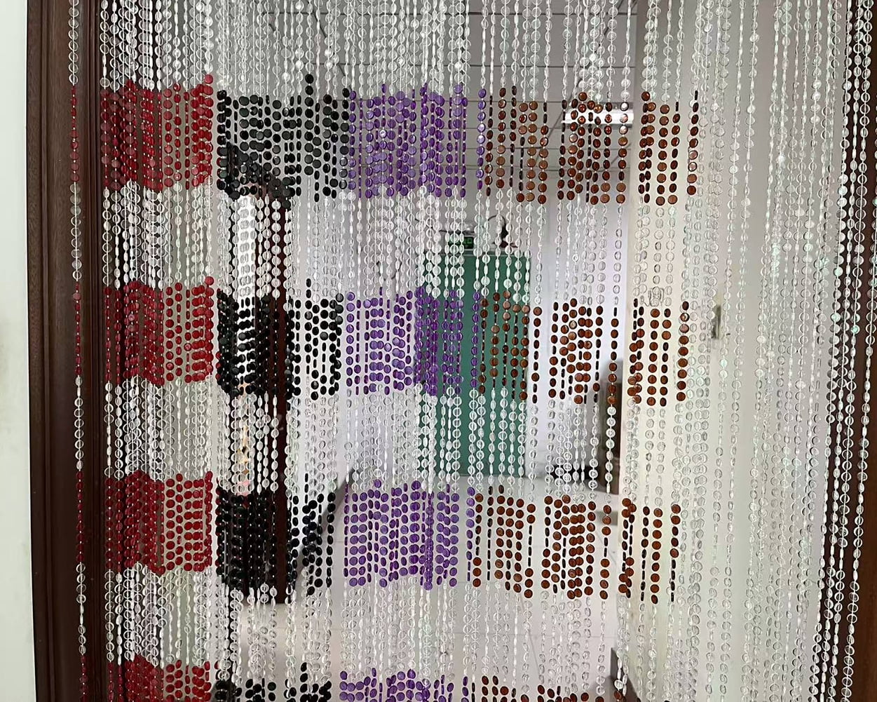 ZiDeTang 100% Acrylic Round Beaded Door Curtain for Doorway Sparkle Boho Hippie Room Divider Decor Fringe Tassel Window Fly Screen ( Clear, 39.3" x 76.7")