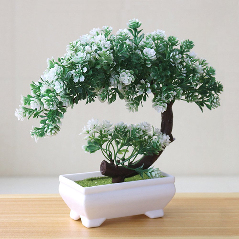 Artificial Potted Plant for Home Diningtable Office Decoration White