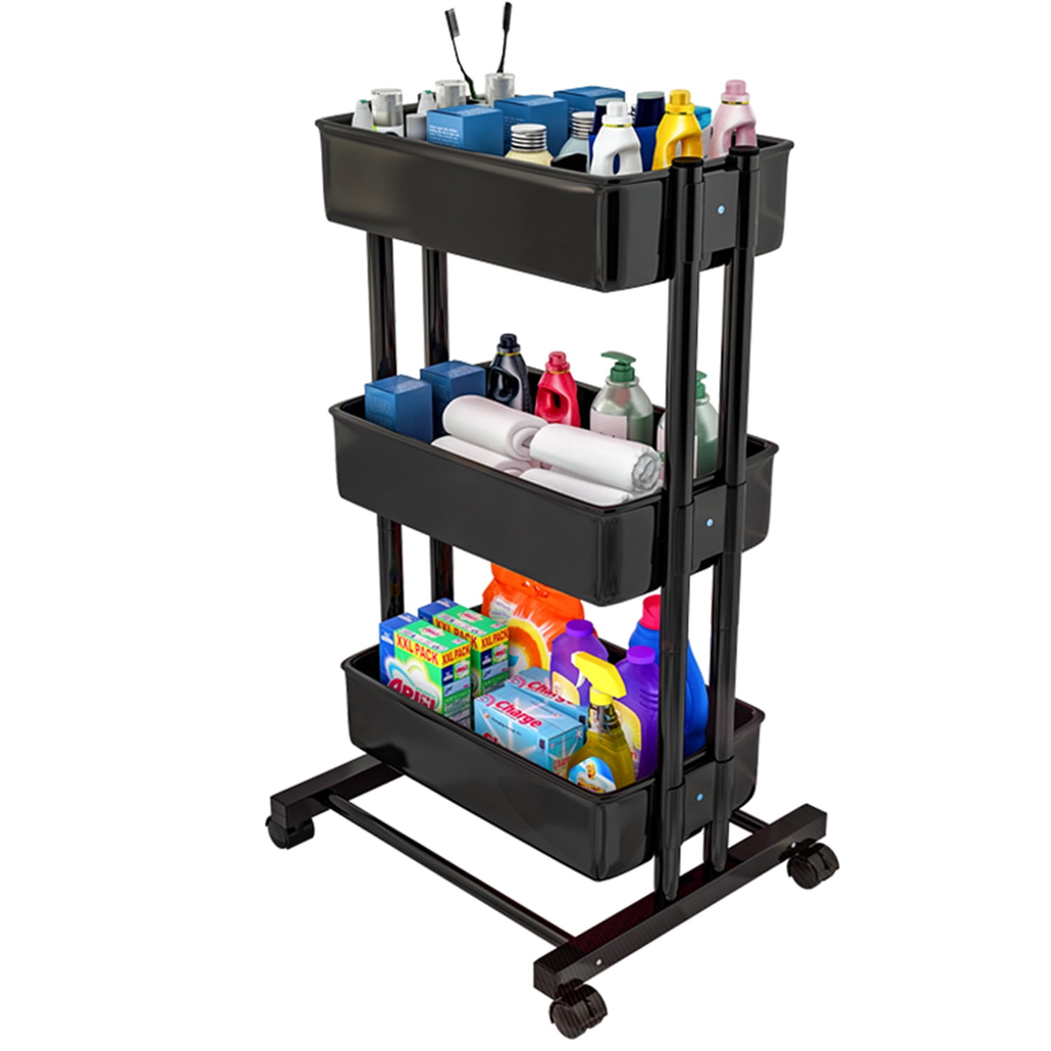 3 Tier Rolling Storage Utility Cart on Wheels Moveable Organizer Cart