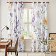 thumbnail image 4 of Purple Yellow Flowers Kitchen Curtains 96 Inch Length, Spring Pastoral Botanical Floral Grommet Top Bedroom Living Room Curtains, Light Filtering Cafe Curtain Drapes 2 Panels Set 104''x96'', 4 of 9