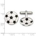 thumbnail image 2 of Chisel  Stainless Steel Polished and Enameled Soccer Ball Cuff Links, 2 of 2