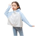 thumbnail image 5 of Penkiiy Chicas Chicas Camisa de manga larga Protección solar Capucha Ligera Entrenamiento atlético Suéter Top Rash Guard para niños 4 Años Azul, 5 of 5