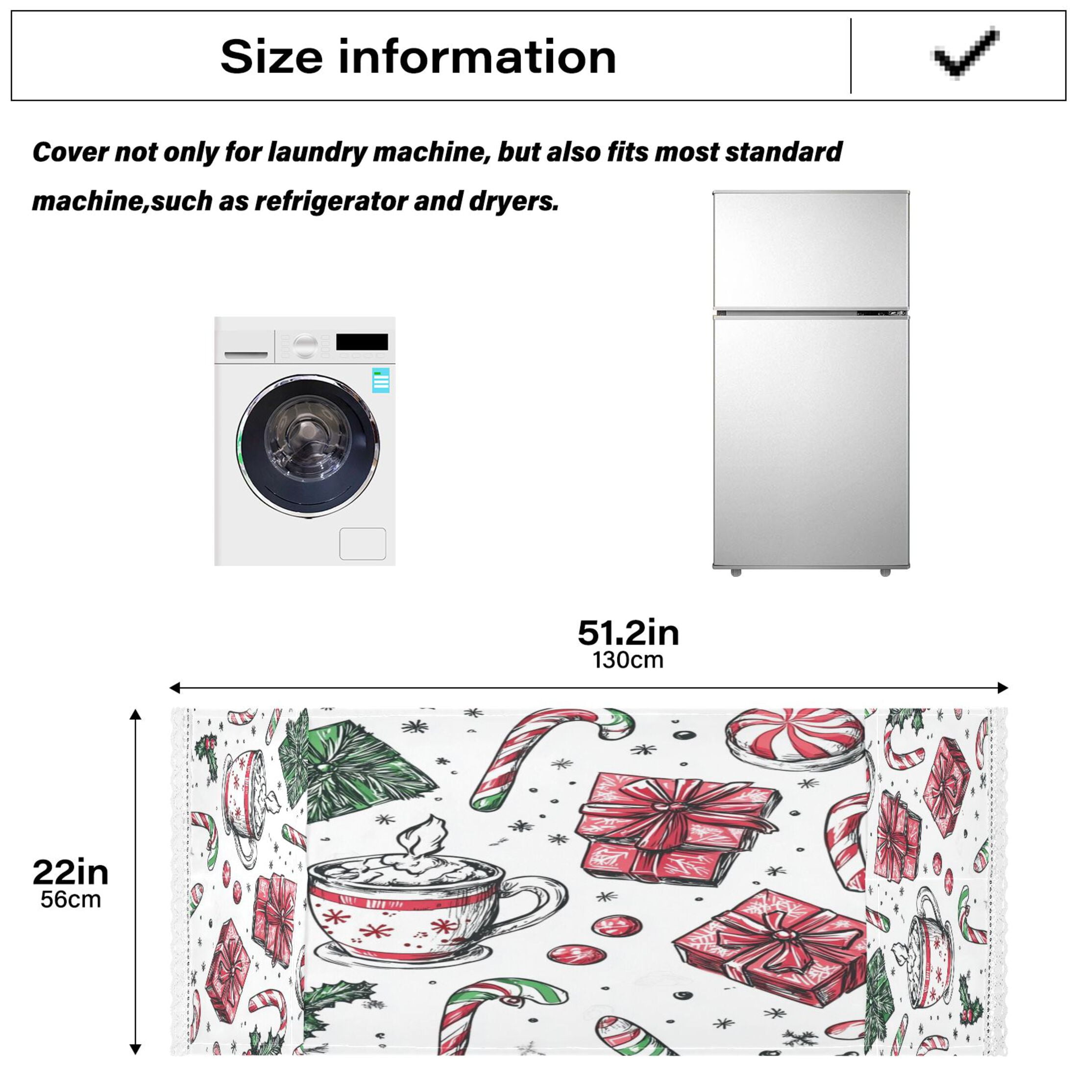 Christmas Pattern with Candy CanesWasher and Dryer Covers Dust-Proof and Oil Resistant Fridge Cover with 4 Storage Pockets Washing Machine Top Cover for Laundry Kitchen Home 51.2 x 22 In