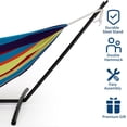 thumbnail image 3 of IdealHouse Hamac Double en Coton avec Support en Acier Robuste et Résistant à la Rouille, Capacité de 450 Lb Hamac Traditionnel Tissé Portable avec Sac de Transport pour Cour Arrière, Jardin et Camping, 3 of 6