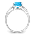 thumbnail image 2 of Sterling Silver Rhodium Oval Blue Topaz & Diamond Ring, 2 of 5