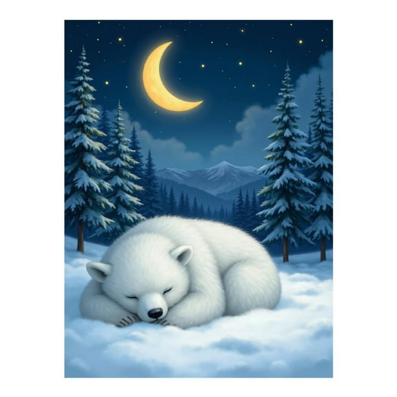 Diamond Art Kit for Adults, Polar Bear Sleeping Night Forest Diamond Painting for Adults Beginners, 5D DIY Diamond Art Painting Kits, Colorful Diamond Painting Craft for Home Decor 12x16
