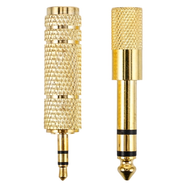 2 adaptadores de jack chapados en oro para auriculares, de 3,5 mm a 6,5 mm y de 6,5 mm a 3,5 mm. Adaptador de jack de audio estéreo para auriculares, micrófono, guitarra y piano.