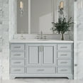 thumbnail image 2 of Ariel Stafford 60 Inch Single Oval Sink Bathroom Vanity With Carrara White Quartz Countertop 1.5 Edge In Grey, 2 of 9