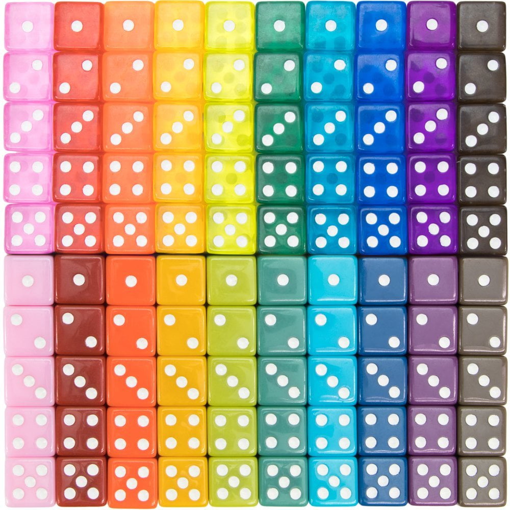 16 mm Round Corne... Blulu 100 Pieces Translucent Colors 6-Sided Games Dice Set 
