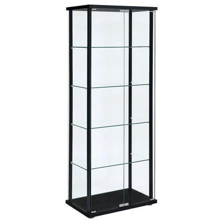 FurniFact Black Glass Display Case with 5 Shelves, Modern Curio Display Cabinet