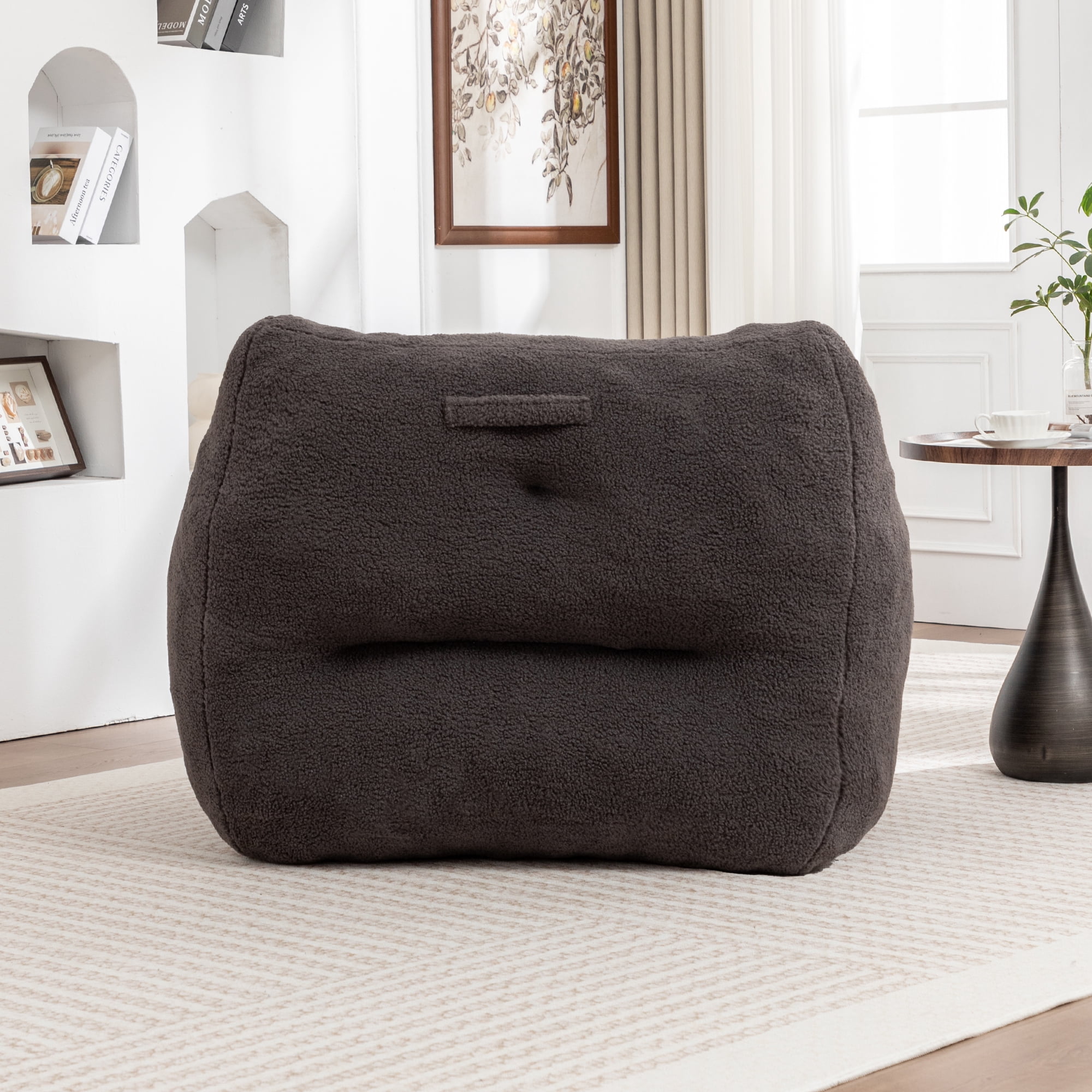 High‑Density Foam Bean Bag Chair with Armrests, Comfy Lazy Sofa with Removable Cover, Large Stuffed BeanBag Chair for Adults Living Room Bedroom Reading