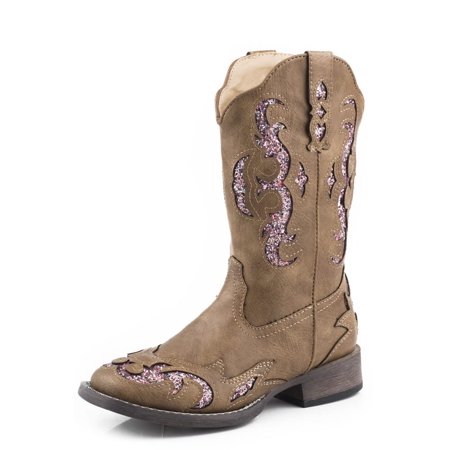 Roper Kids Cole Square Toe Boot - Pull-On Western Boot For Toddler/Little Kid (Tan, Size 10 Toddler M)