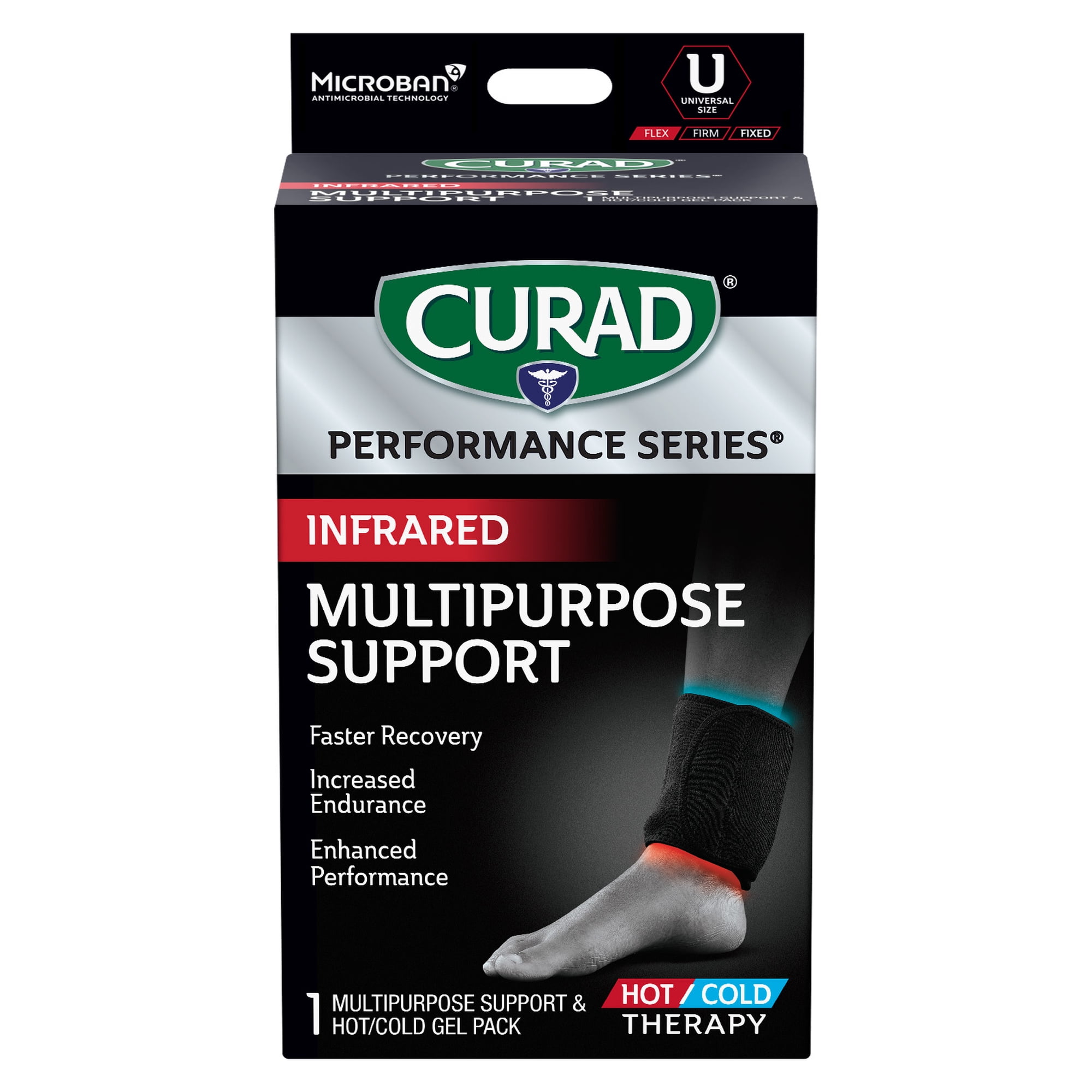 CURAD® Performance Series® Infrared Multipurpose Support with Hot/Cold Compress, Adjustable Elastic Compression Support for Wrist, Ankle, or Arm