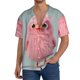 thumbnail image 1 of Fotbe Adorable Pink Fluffy Birds Camisa Estampada de Manga Corta para Hombre, Casual de Verano, Estilo Playero, Sin Arrugas-Large, 1 of 5