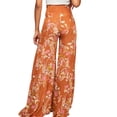 thumbnail image 2 of VISgogo - Pantalones palazzo con cinturón para mujer, pantalones de playa sueltos bohemios de cintura alta con estampado floral/a cuadros/cachemira VISgogo moda, 2 of 3