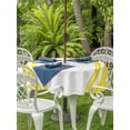 thumbnail image 2 of Outdoor Tablecloth with Umbrella Hole & Zipper, Yellow Striped Round Tablecloth 60 Inch, Stripes Farmhouse Modern Patio Table Cover Waterproof Table Cloth for Picnic/Party, 2 of 7