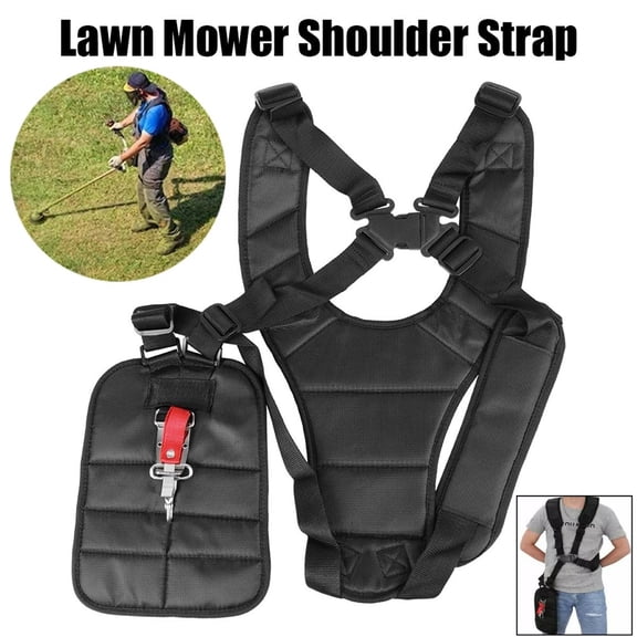 Universal Double Shoulder Strimmer Harness with Padded Belt Strap for Brush Cutter and String Trimmer, Adjustable Heavy Duty Lawn Trimmer Support, Garden Grass Cutting Equipment Replace