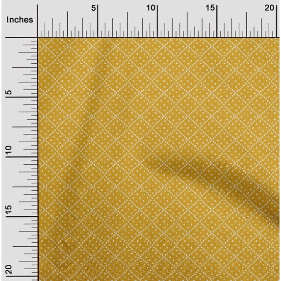 oneOone Polyester Lycra Gamboge Yellow Fabric Geometric Bandhani Quilting Supplies Print Sewing Fabric By The Yard 56 Inch Wide
