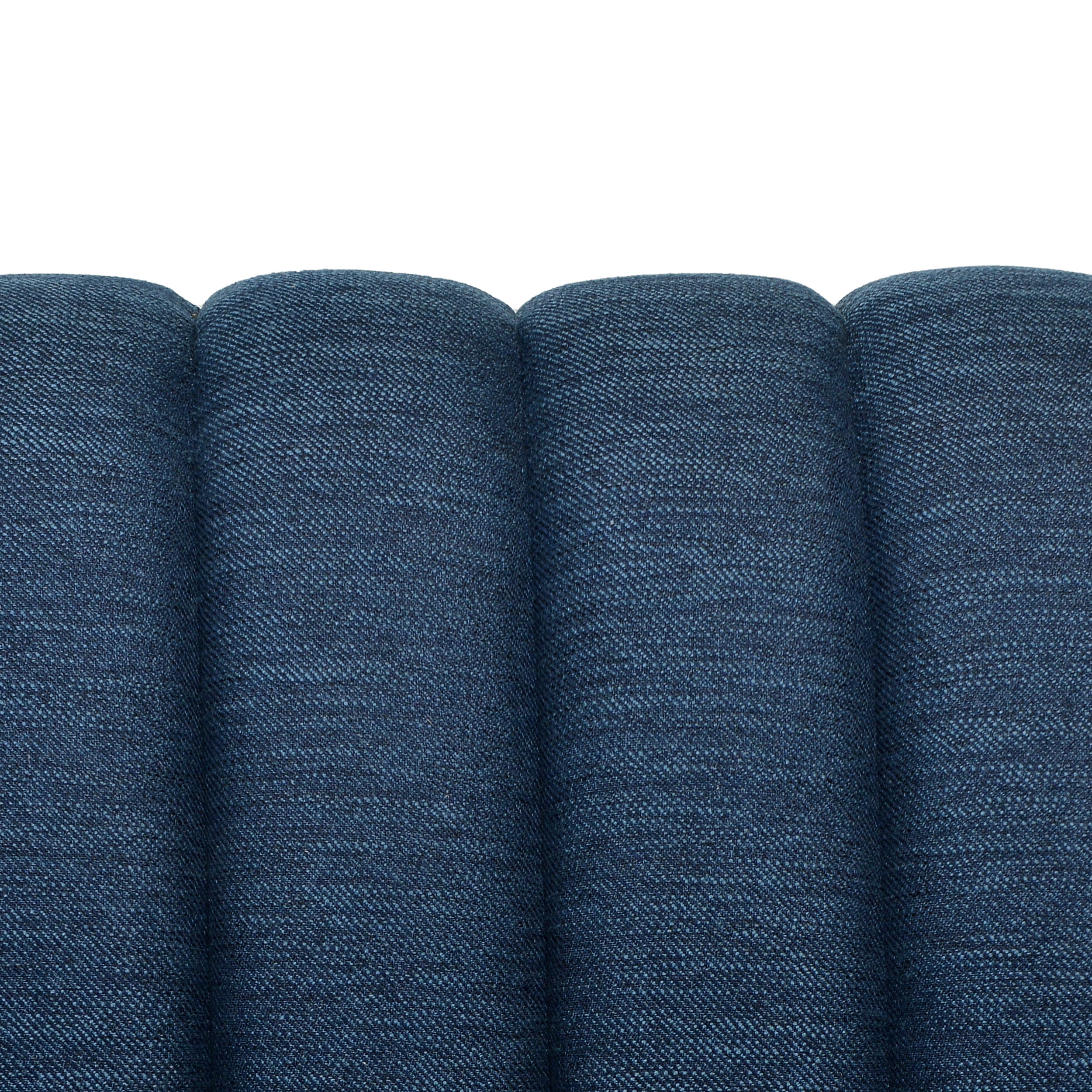 Noble House Currie Fabric Channel Stitch 3 Seater Sofa, Navy Blue