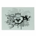 thumbnail image 1 of Medieval Cutting Board, Heraldic Gear Coat of Medieval Knight with Ornate Pattern the Past Old Times, Decorative Tempered Glass Cutting and Serving Board, Small Size, Black White, by Ambesonne, 1 of 1