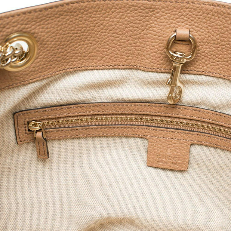 Gucci Soho Camelia Rose Beige Light Tan Leather shoulder bag New: Handbags