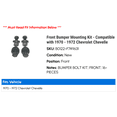 thumbnail image 2 of Front Bumper Mounting Kit - Compatible with 1970 - 1972 Chevy Chevelle 1971, 2 of 2