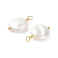 thumbnail image 2 of 100 pc Plastic Imitation Pearl Pendants with Real 18K Gold Plated Rack Plating Brass Findings Flat Round Charm White 16x10x3.5mm Hole: 1.8mm, 2 of 3
