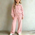 thumbnail image 4 of ITSAME Girls Knit Cotton Outfit Zip Up Candigan and Wide Leg Pants 2-Piece Fall Winter Casual Set Size 13, 4 of 5