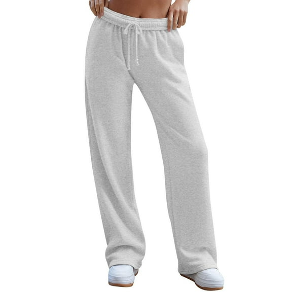 YLHFASHION Women's Wide Leg Inside Drawstring Loose Sweatpants With Casual Loose Fit Fashion Grey Women's Casual Pants Women Casual Pants for Fall