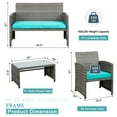 thumbnail image 5 of Walsunny Outdoor Patio Rattan Wicker Furniture Conversation Set 4 Piece with Cushions Tempered Glass Tabletop,Blue, 5 of 7