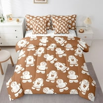 Manfei Girly Cartoon Dessert Bedding Comforter Set 7pcs, Kawaii Gingerbread Man Queen Bedding Sets, Merry Christmas Reversible Queen Sheet Sets, Super Cozy Room Decor