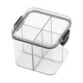 thumbnail image 1 of Square Four Compartment Storage Tank Plastic Food Grade Sealed for Scented Tea Whole Grains Pantry Organization, 1 of 7