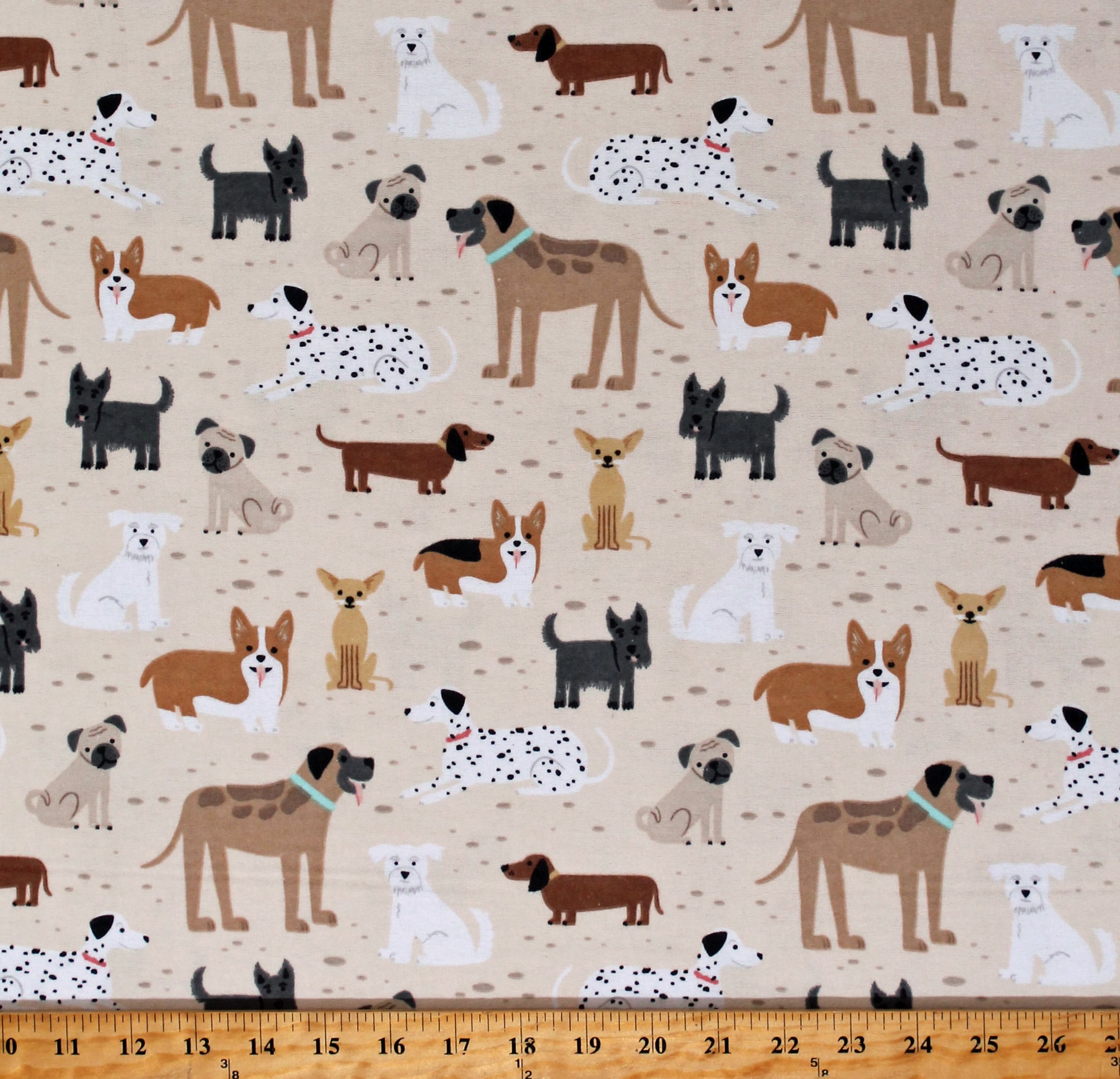 Flannel Dogs Dog Breeds Animals Pets Puppy Puppies Kids Children's Cotton  Flannel Fabric Print by the Yard (N-1023-44) 