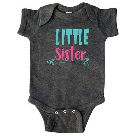 

Inktastic Little Sister Younger Sister Arrow - Blue Pink Gift Baby Girl Bodysuit