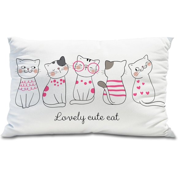 shiyou-Cute Cat Pillow Covers 12x20, Cat Pillows for Cat Lovers, Cat Gifts for Cat Lovers Women, Cat Mom Gifts, Crazy Cat Lady Gifts, Cat Throw Pillows Covers, Cat Pillow Cases, Cat Decor for Home