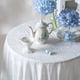 thumbnail image 2 of Nvzi Mantel de porcelana azul y blanca de algodón bordado, resistente al agua y al aceite, con borde de hoja de loto, para mesa de té, decoración (blanco, 220 x 140 cm), 2 of 5